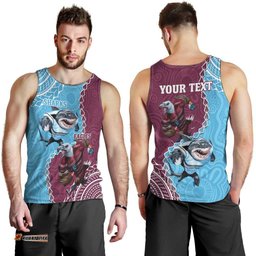 Personalised Eagles And Sharks Rugby Men Tank Top Aboriginal Mix Polynesian Pattern