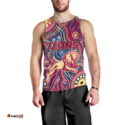 Personalised NAIDOC Week 2024 Brisbane Lions Men Tank Top Australian Aboriginal Hand Painting