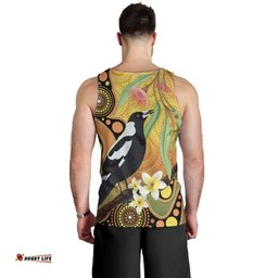 Australia Eucalyptus Flower And Magpie Men Tank Top Aboriginal Art