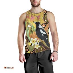 Australia Eucalyptus Flower And Magpie Men Tank Top Aboriginal Art