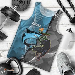 Custom NRL Panthers And Sharks Rugby 2024 Men Tank Top Go Champions Dynamic Version