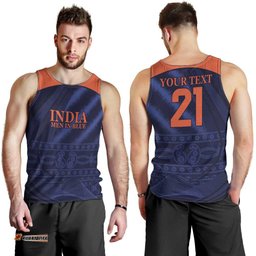 Custom India Cricket Men Tank Top Go Men In Blue Sporty Version