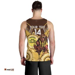 Custom AFL Hawkthorn NAIDOC Week Men Tank Top Keep The Fire Burning Indigenous Art