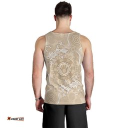 Beige Australia Lizard With Aboriginal Art Men Tank Top