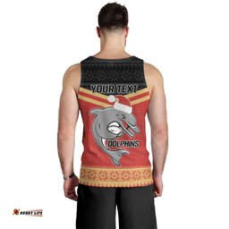 NRL Dolphins Mascot Christmas Personalised Men Tank Top Black Style