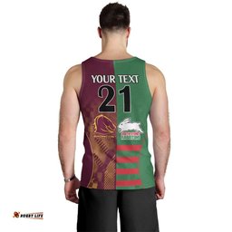 Custom NRL Rabbitohs and Broncos Men Tank Top Sporty Style