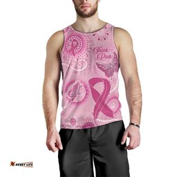 Personalised Australia Indigenous Men Tank Top Breast Cancer Ribbon Think Pink - Pink Version