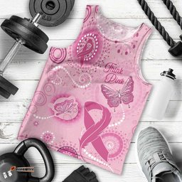 Personalised Australia Indigenous Men Tank Top Breast Cancer Ribbon Think Pink - Pink Version