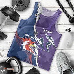 Custom NRL Storm And Roosters Rugby 2024 Men Tank Top Go Champions Dynamic Version