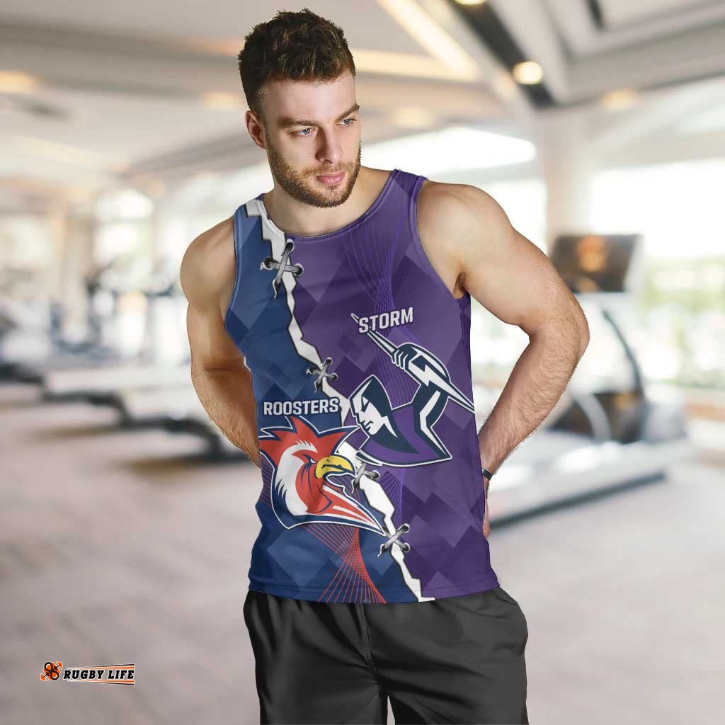 Custom NRL Storm And Roosters Rugby 2024 Men Tank Top Go Champions Dynamic Version