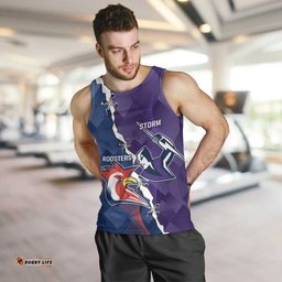 Custom NRL Storm And Roosters Rugby 2024 Men Tank Top Go Champions Dynamic Version