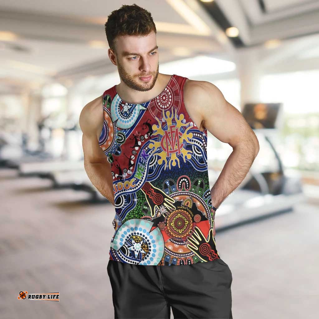Custom NAIDOC Week 2024 Melbourne Demons Men Tank Top Australia Aboriginal Dot Painting