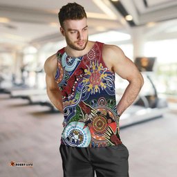 Custom NAIDOC Week 2024 Melbourne Demons Men Tank Top Australia Aboriginal Dot Painting