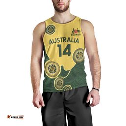 Custom Australia Boomers Men Tank Top Aboriginal With Marble Pattern - Yellow