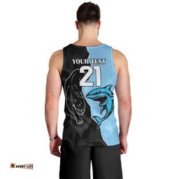 NRL Panthers-Shark Mascot Custom Men Tank Top Cracked Metal Style