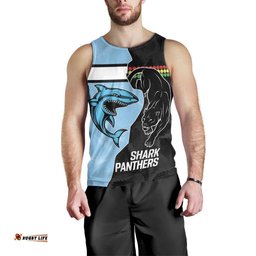 NRL Panthers-Shark Mascot Custom Men Tank Top Cracked Metal Style