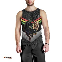 Personalised Panthers Rugby 2024 Men Tank Top Mascot With Trophy Go Champions Aboriginal Art