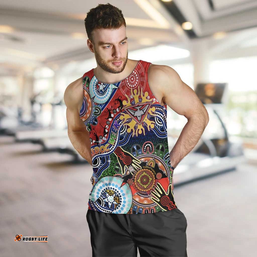 Custom NAIDOC Week 2024 Essendon Bombers Men Tank Top Australia Aboriginal Dot Painting