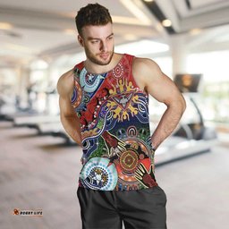 Custom NAIDOC Week 2024 Essendon Bombers Men Tank Top Australia Aboriginal Dot Painting