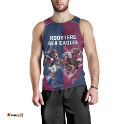Roosters-Sea Eagles Rugby Custom Men Tank Top Half Grunge Style