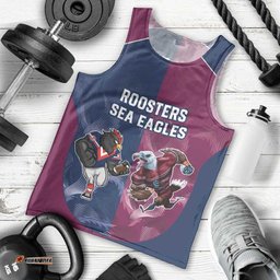 Roosters-Sea Eagles Rugby Custom Men Tank Top Half Grunge Style