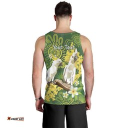 Personalised Australia Golden Wattle And Cacatua Galerita Men Tank Top Aboriginal Art