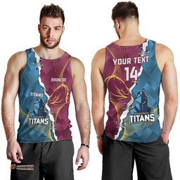 Custom Broncos And Titans Rugby 2024 Men Tank Top Dynamic Style