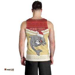 NRL Dolphins Mascot Christmas Personalised Men Tank Top God Style