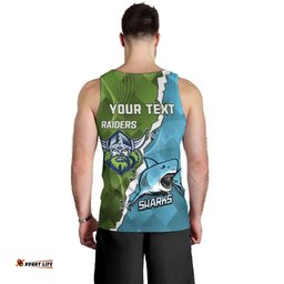 Personalised Sharks And Raiders Rugby Men Tank Top Sporty Style