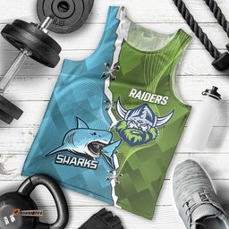 Personalised Sharks And Raiders Rugby Men Tank Top Sporty Style