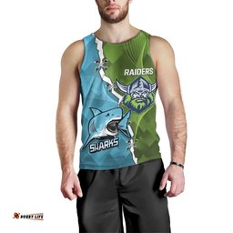 Personalised Sharks And Raiders Rugby Men Tank Top Sporty Style