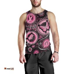 Personalised Australia Indigenous Men Tank Top Breast Cancer Ribbon Think Pink - Black Version