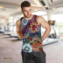Personalised Broncos NAIDOC Week 2024 Men Tank Top Australia Aboriginal Dot Painting