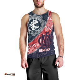Personalised Demons And Blues Football Men Tank Top Aboriginal Art