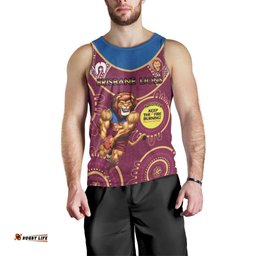 Custom AFL Brisbane Lions NAIDOC Week Men Tank Top Keep The Fire Burning Indigenous Art