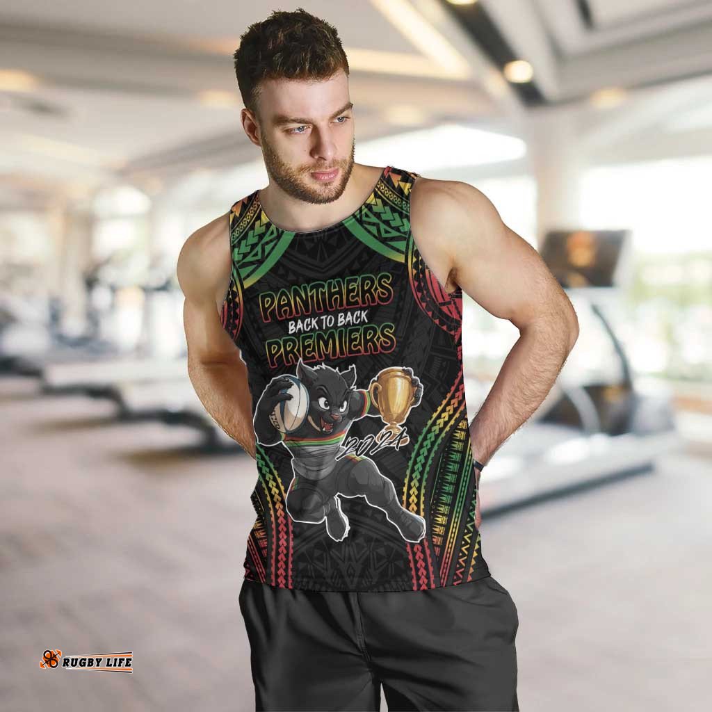 Custom Panthers Champion Grand Final 2024 Men Tank Top With Polynesian Style