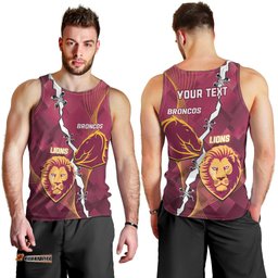 Personalised Lions Football And Broncos Rugby Men Tank Top Sporty Version