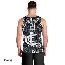 Custom Carlton Blues NAIDOC Week 2024 Men Tank Top Fire Burning Aboriginal Dots Art