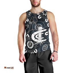 Custom Carlton Blues NAIDOC Week 2024 Men Tank Top Fire Burning Aboriginal Dots Art