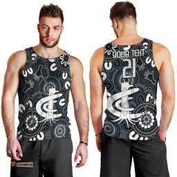 Custom Carlton Blues NAIDOC Week 2024 Men Tank Top Fire Burning Aboriginal Dots Art