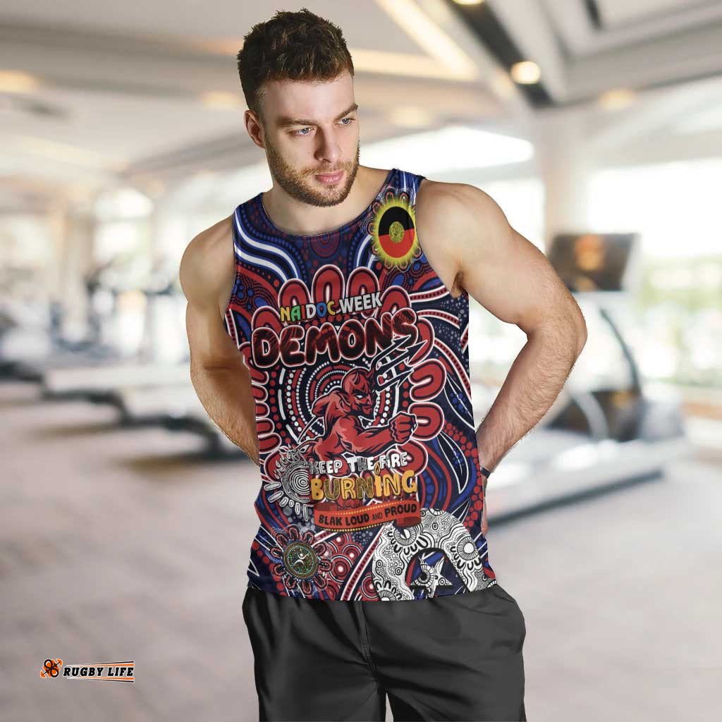 Custom Melbourne Demons NAIDOC Week 2024 Men Tank Top Mascot Football