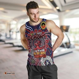 Custom Melbourne Demons NAIDOC Week 2024 Men Tank Top Mascot Football