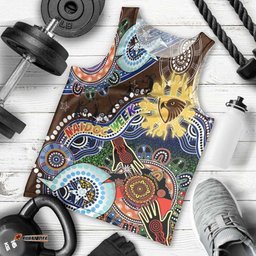 Custom NAIDOC Week 2024 Hawthorn Hawks Men Tank Top Australia Aboriginal Dot Painting
