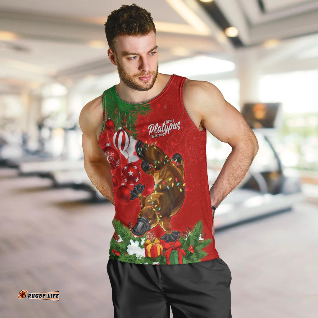 Platypus Lover Men Tank Top Australia Merry Christmas Aboriginal