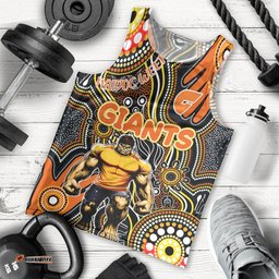Personalised NAIDOC Week 2024 GWS Giants Men Tank Top Australian Aboriginal Hand Painting