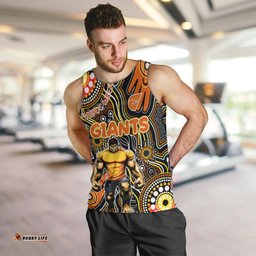 Personalised NAIDOC Week 2024 GWS Giants Men Tank Top Australian Aboriginal Hand Painting