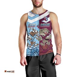 Custom QLD Cane Toad and NSW Cockroach Men Tank Top Aboriginal Inspired Together