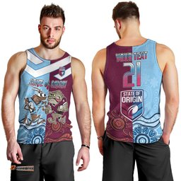 Custom QLD Cane Toad and NSW Cockroach Men Tank Top Aboriginal Inspired Together