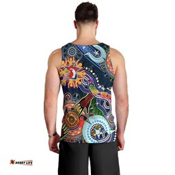 Personalised Roosters NAIDOC Week 2024 Men Tank Top Australia Aboriginal Dot Painting