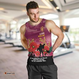 Custom Lions Football ANZAC Men Tank Top Gallipoli Camouflage With Poppies